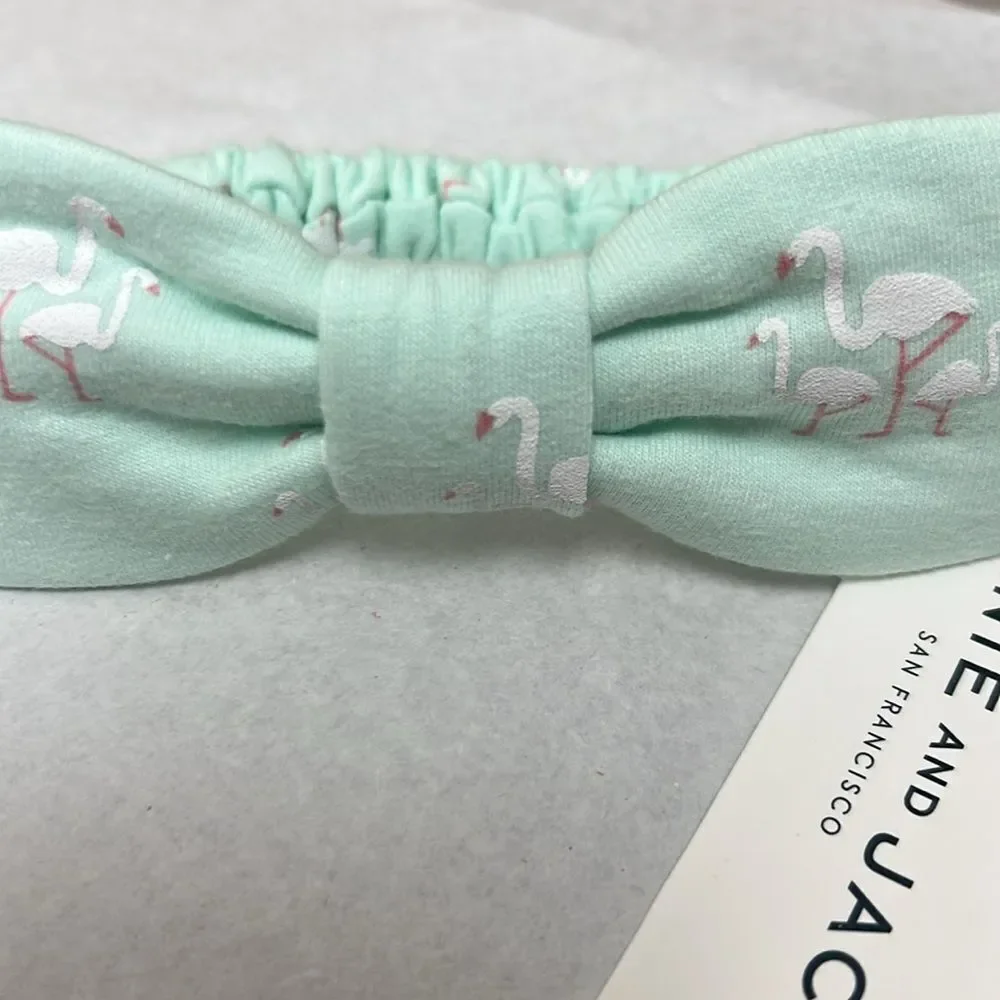 Janie and Jack 100031366 mint flamingo print Headband NWT One Size